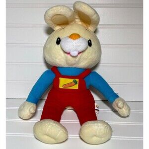 Baby First TV Plush Harry the Bunny Rabbit Doll Red Overalls Stuffed Toy 15"